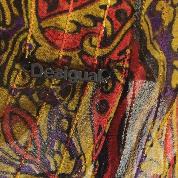 Desigual women's blouse gold size Medium casual evening out art to wear colorful - Picture 7 of 9